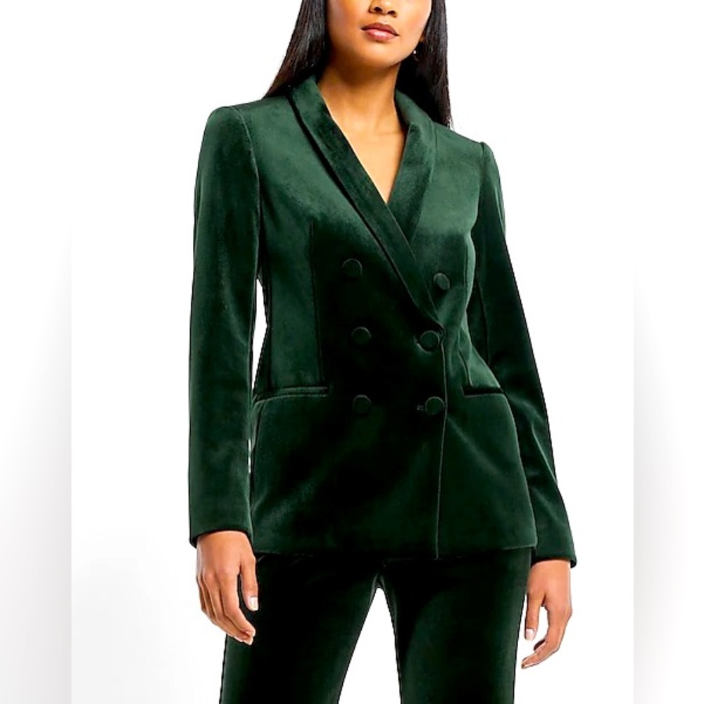 Velvet Double Breasted Collar Blazer